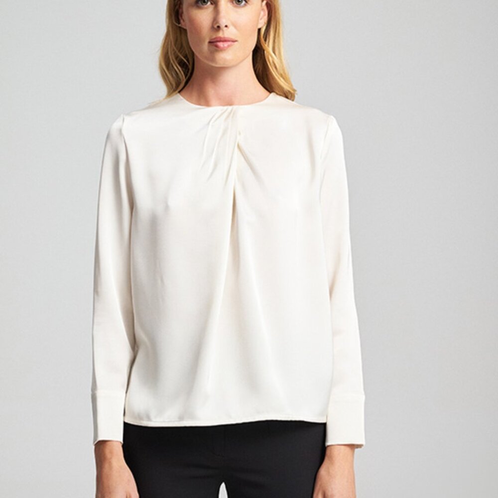 Talbots Ivory Twist Front Long Sleeve Top Size XS